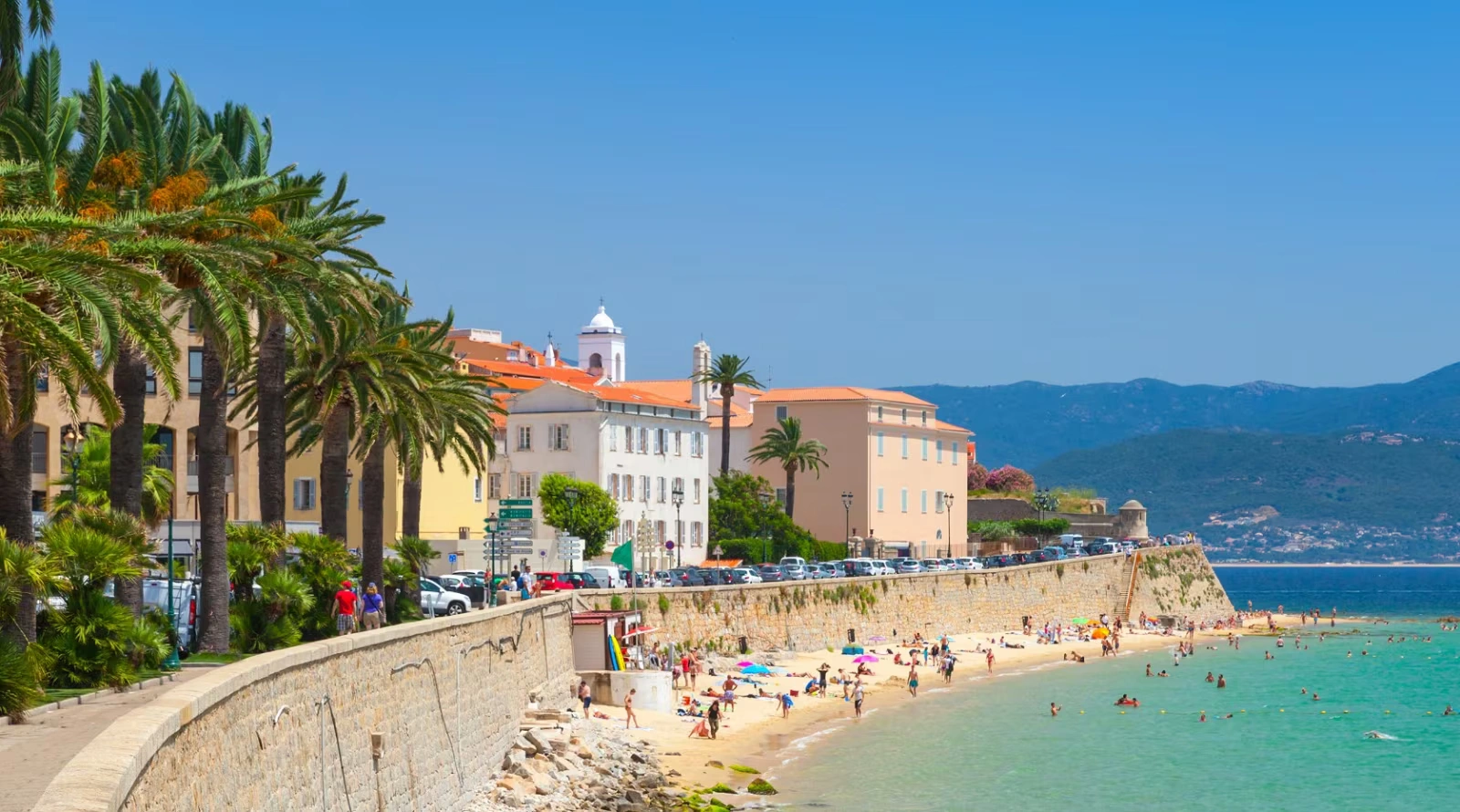 Ajaccio waterfront and beach on the Gulf of Ajaccio