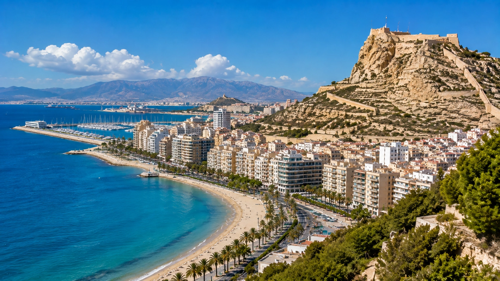 Panoramic view across Almería and its Mediterranean coastline