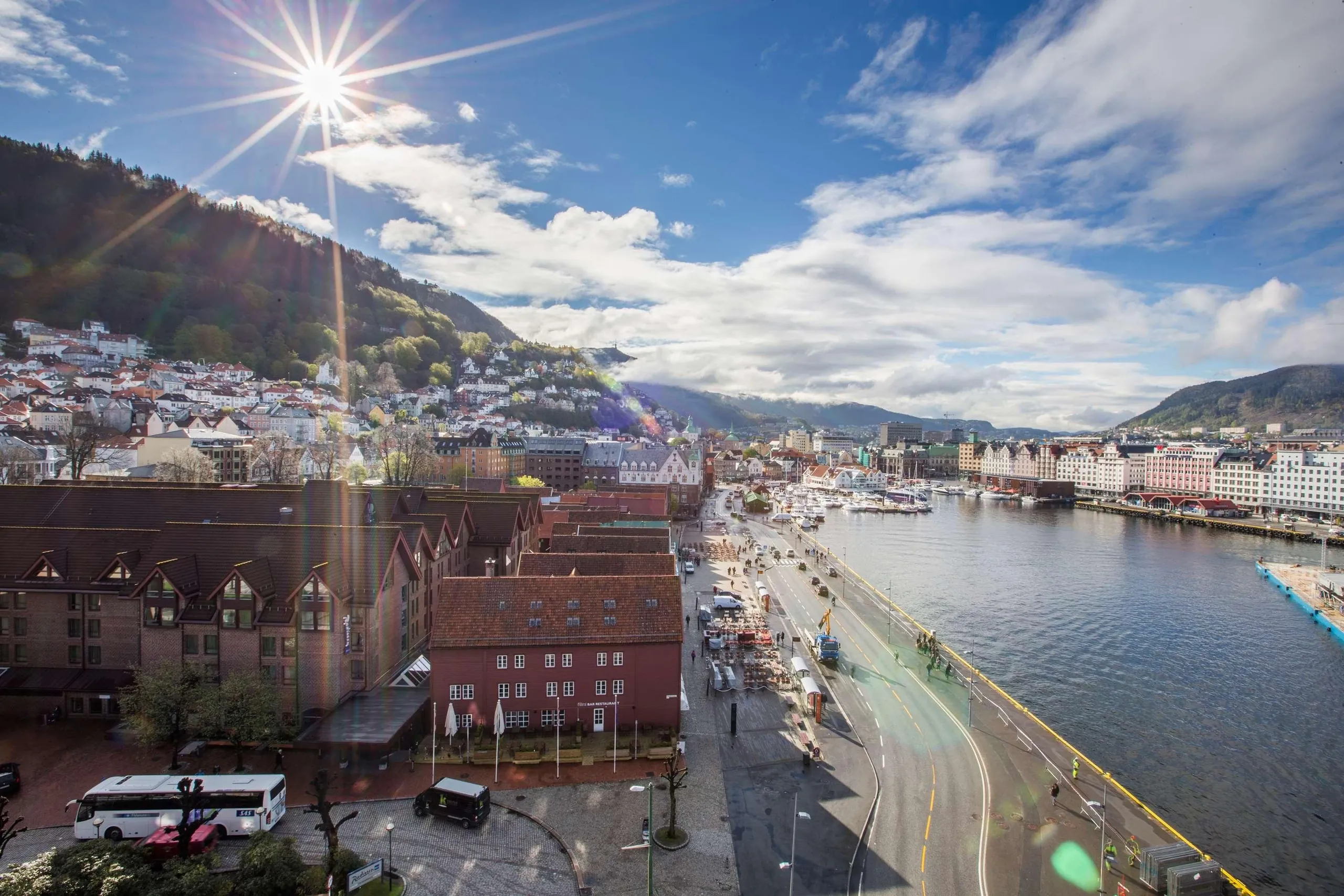 Bergen Bryggen waterfront with colourful historic buildings