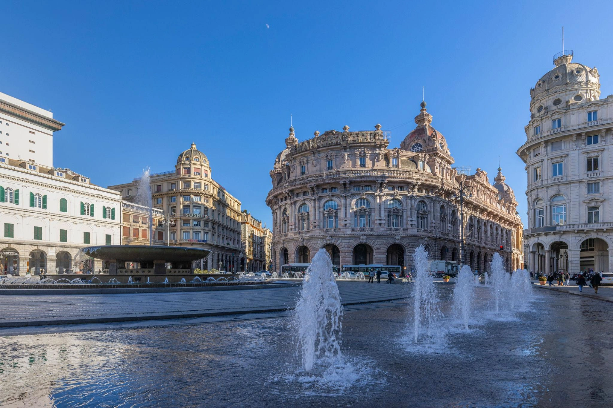 Genoa harbour and city in Liguria