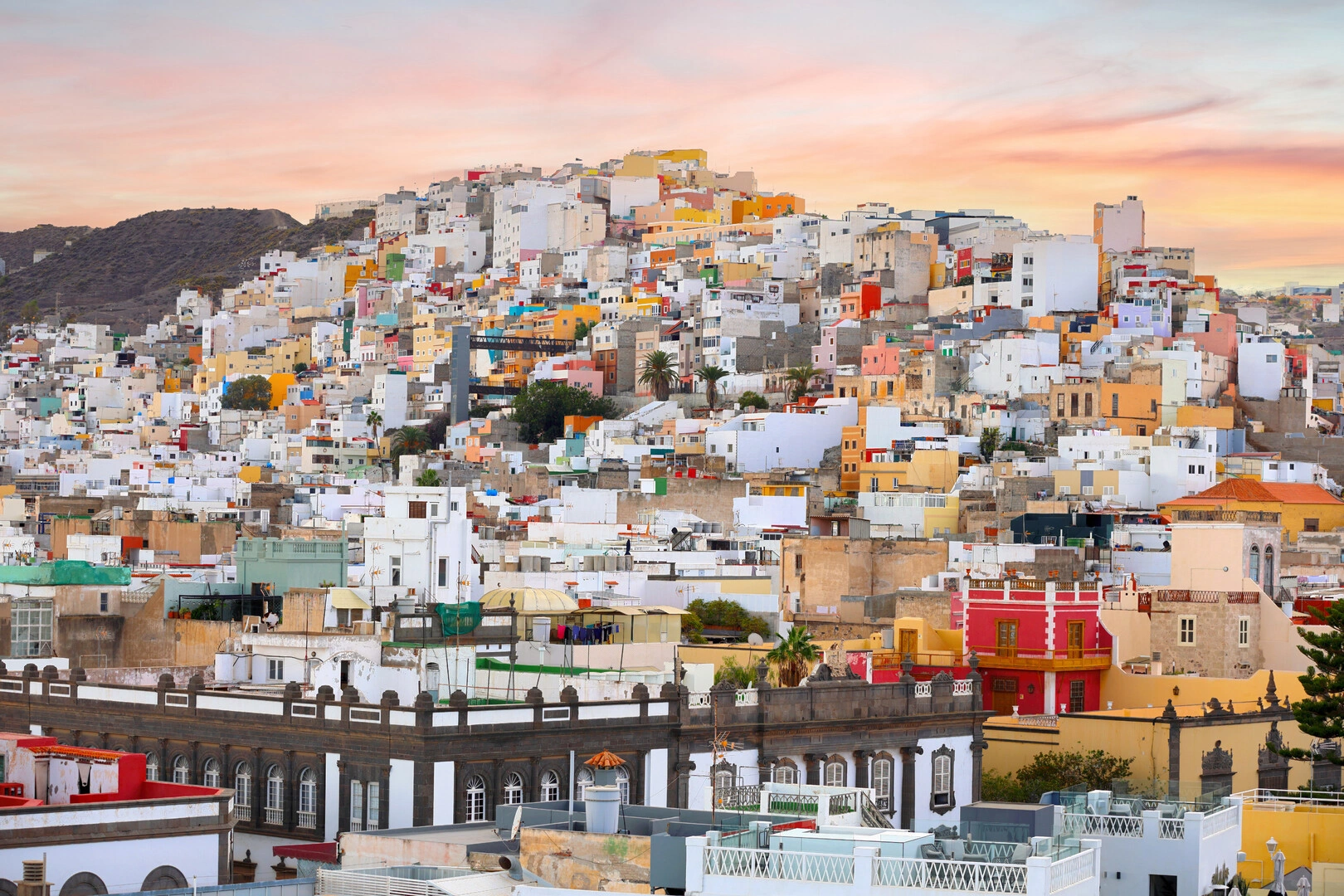 Las Canteras beach and Las Palmas de Gran Canaria cityscape in the Canary Islands