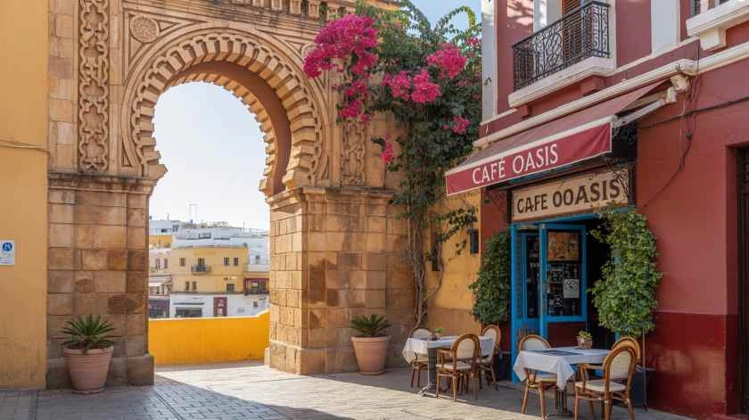 Melilla old town, fortress and Mediterranean waterfront on the North African coast