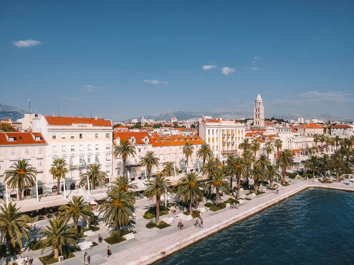 Split old town, Riva waterfront and Adriatic coast in Croatia