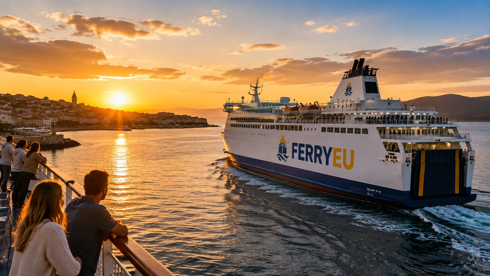 Illustrative Greek island ferry departure