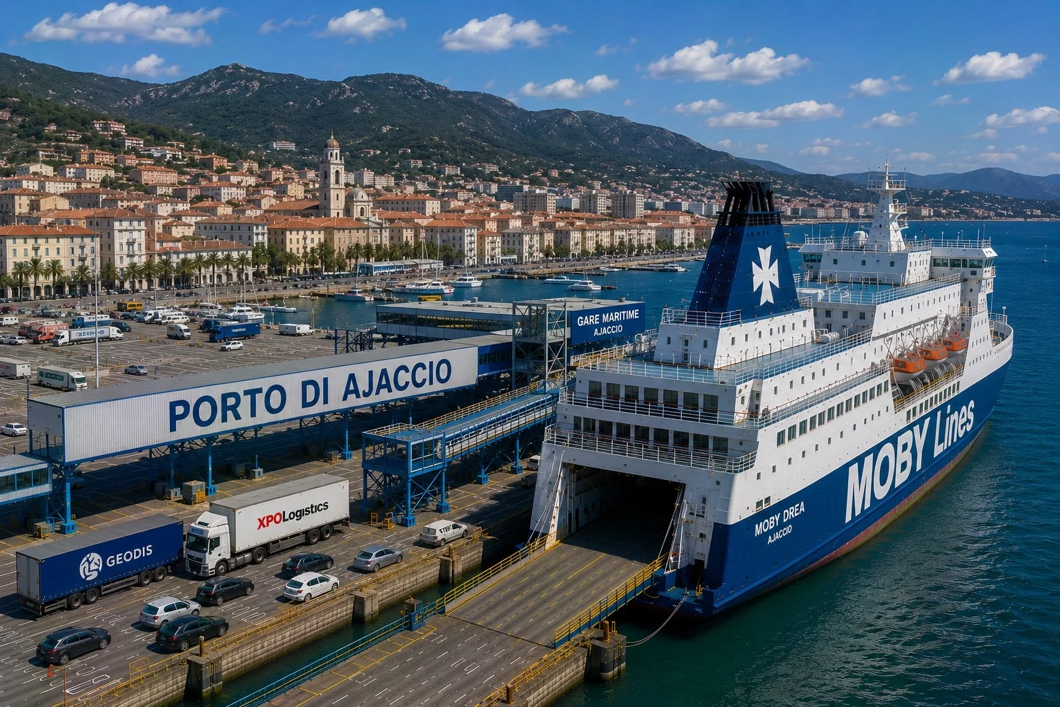Ajaccio ferry port and waterfront in Corsica