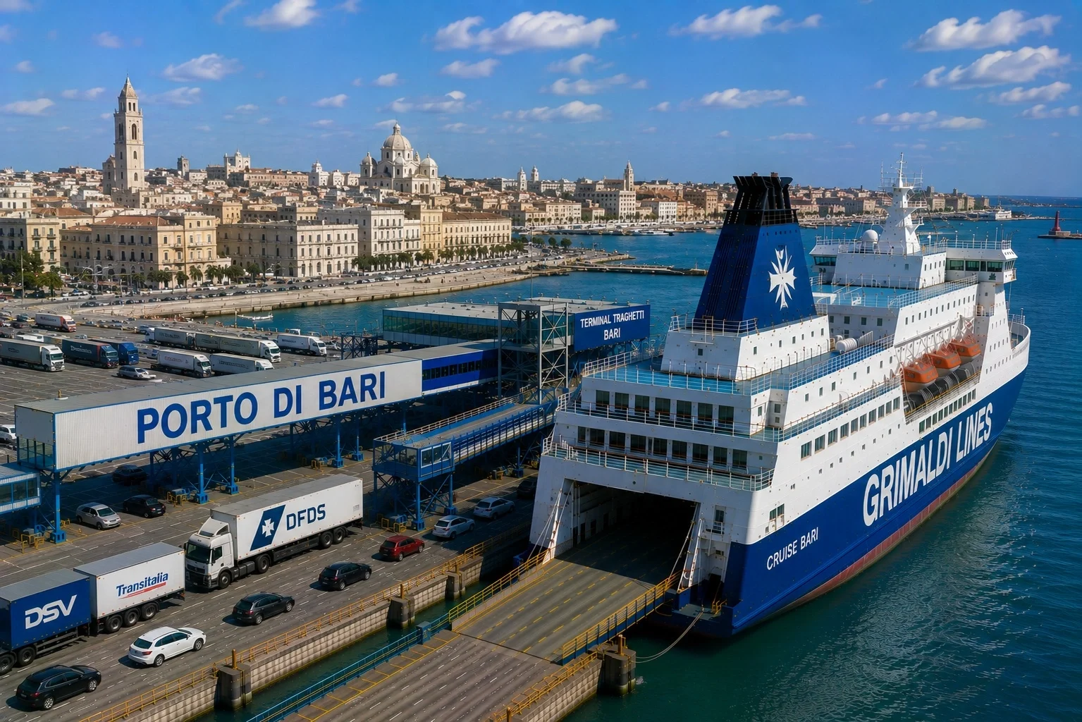 Bari ferry port in southern Italy