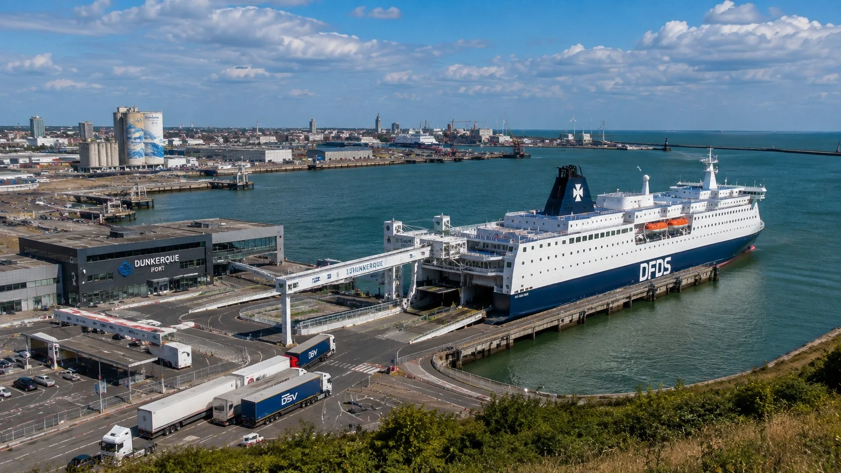 DFDS ferry at Dunkirk ferry terminal in northern France