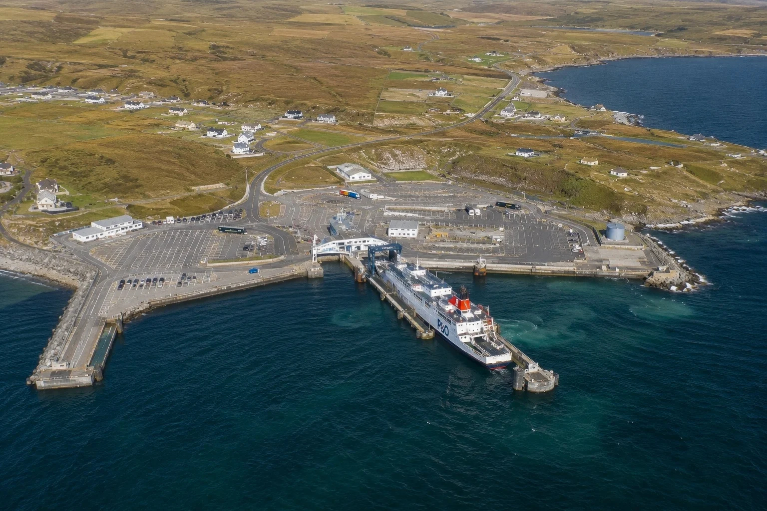 Gills Bay ferry terminal on the Pentland Firth in Caithness, Scotland