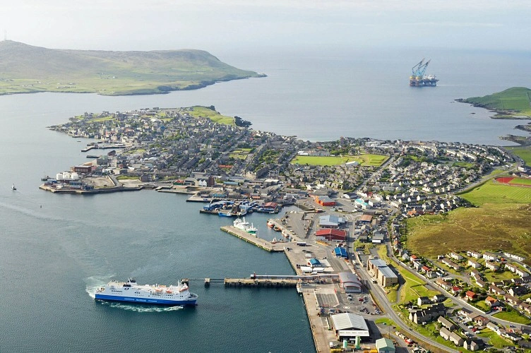 Lerwick harbour and ferry terminal in Shetland