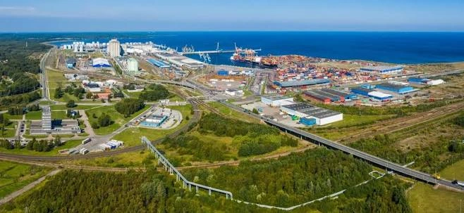 Aerial view of Muuga harbour near Tallinn