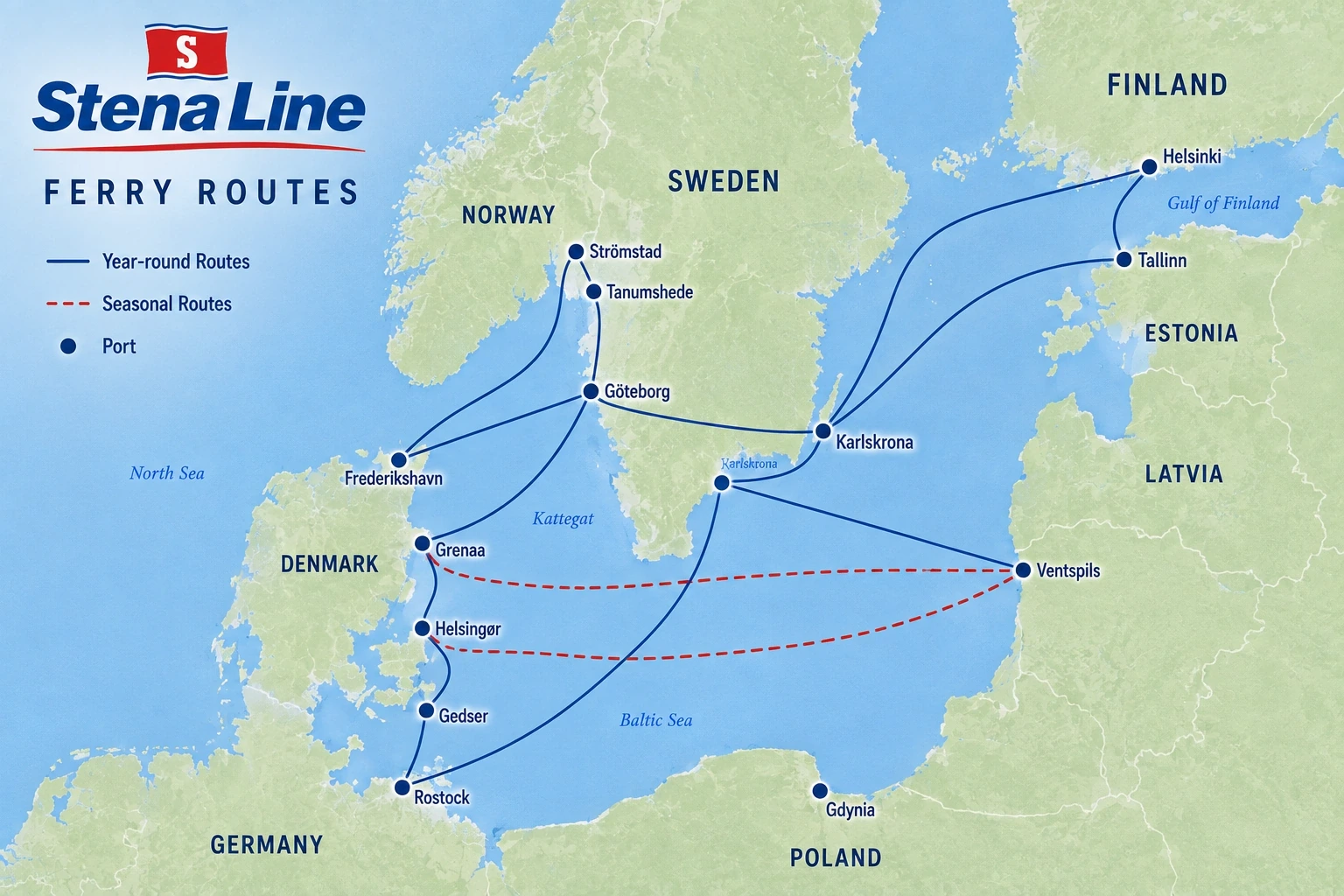 Illustrated Stena Line route map