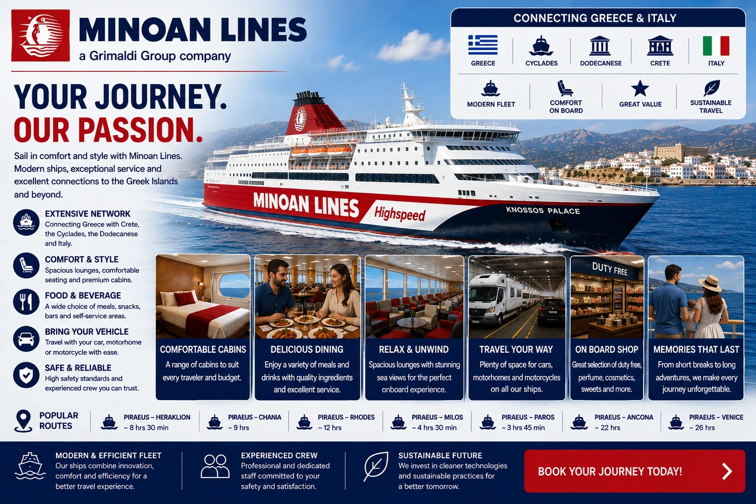 Minoan Lines passenger and vehicle ferry serving Crete and Milos