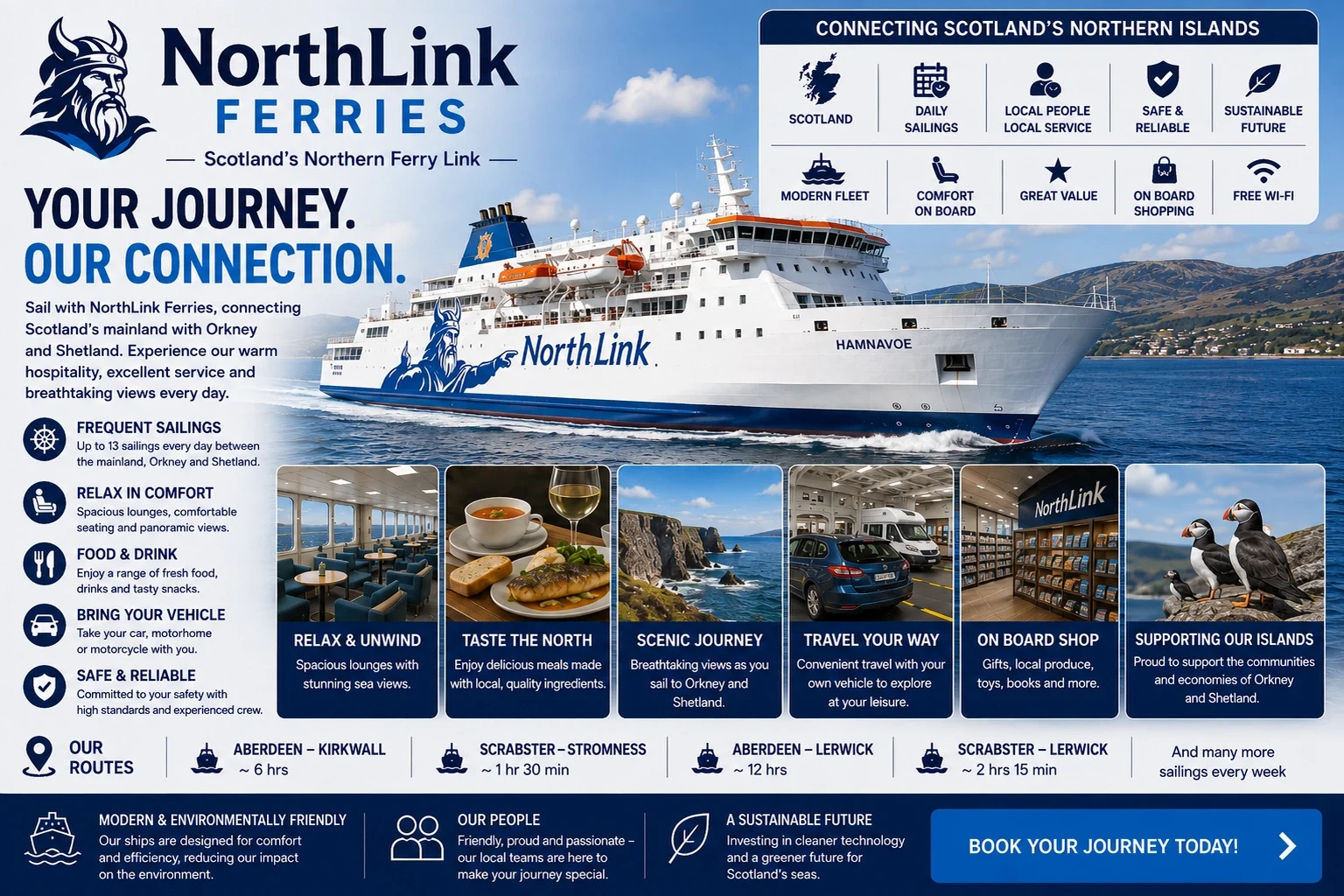 NorthLink Ferries passenger and vehicle ferry sailing in northern Scotland