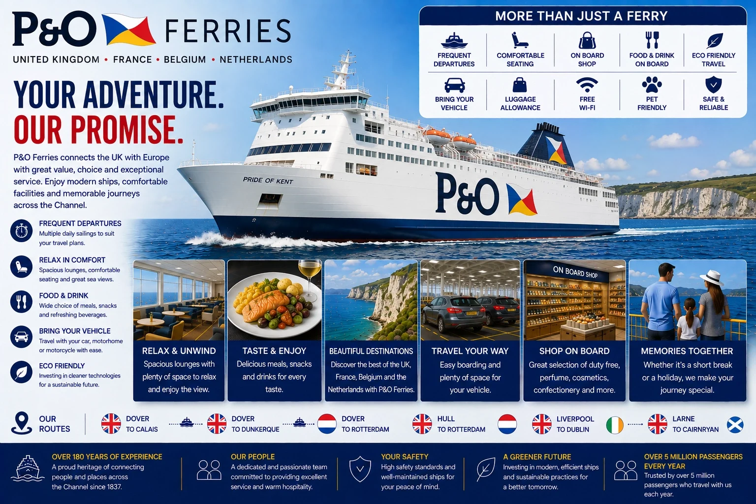 P&O Ferries passenger and vehicle ferry at sea