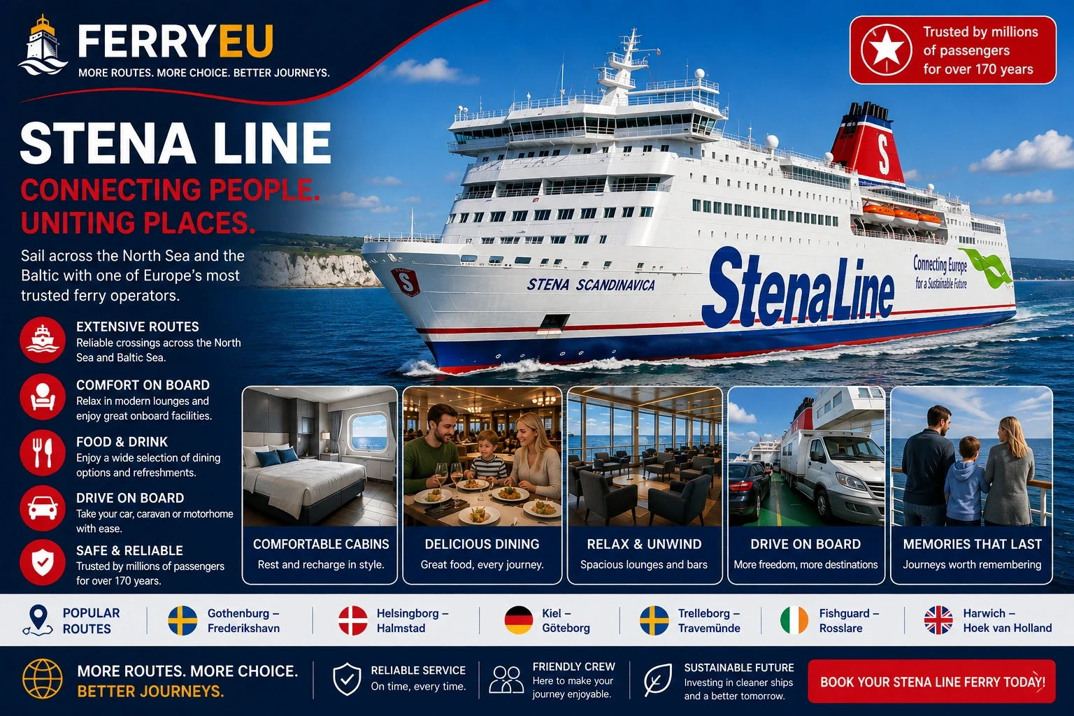 Stena Line passenger and vehicle ferry at sea