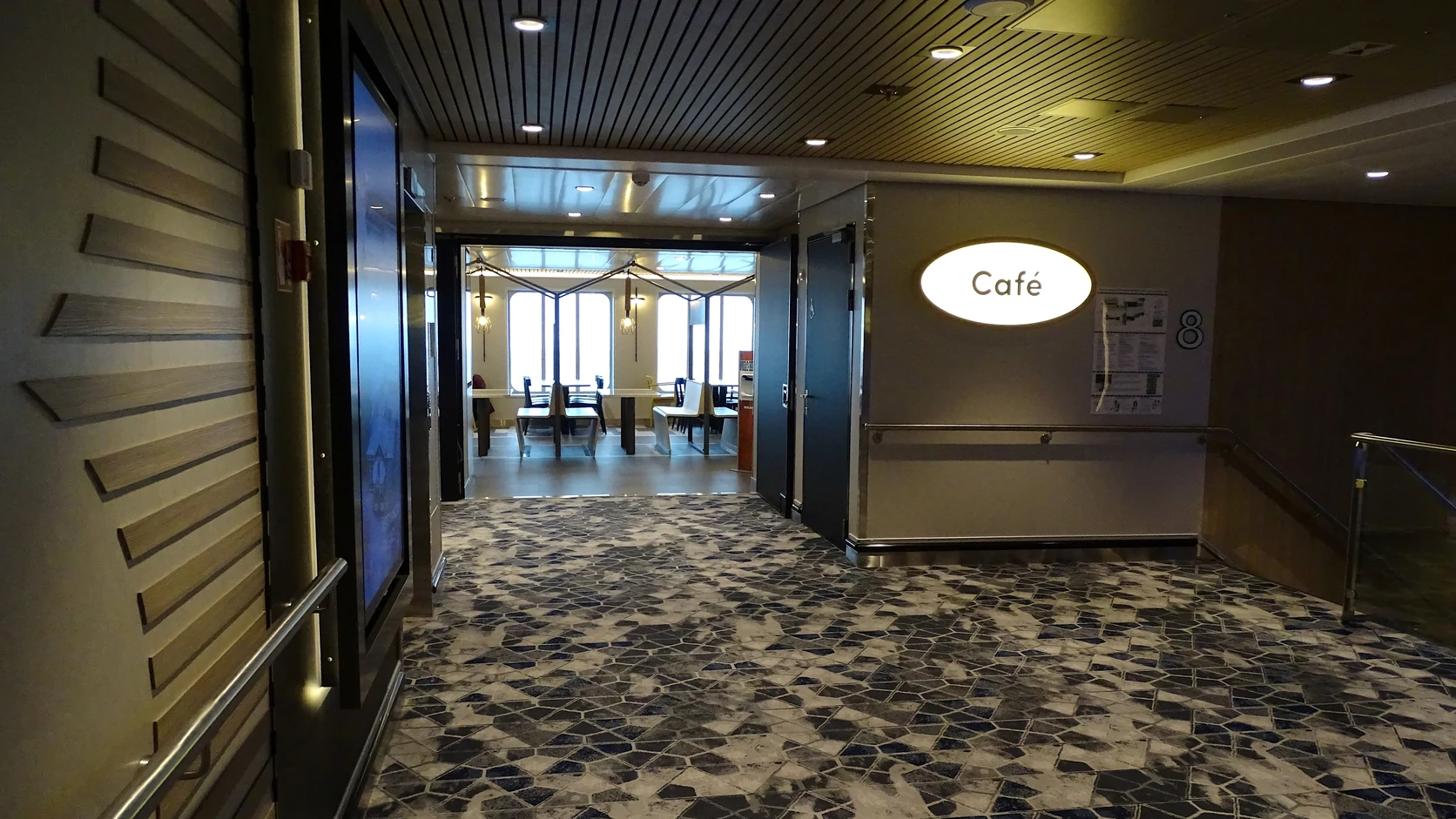 Café area aboard Aurora Botnia
