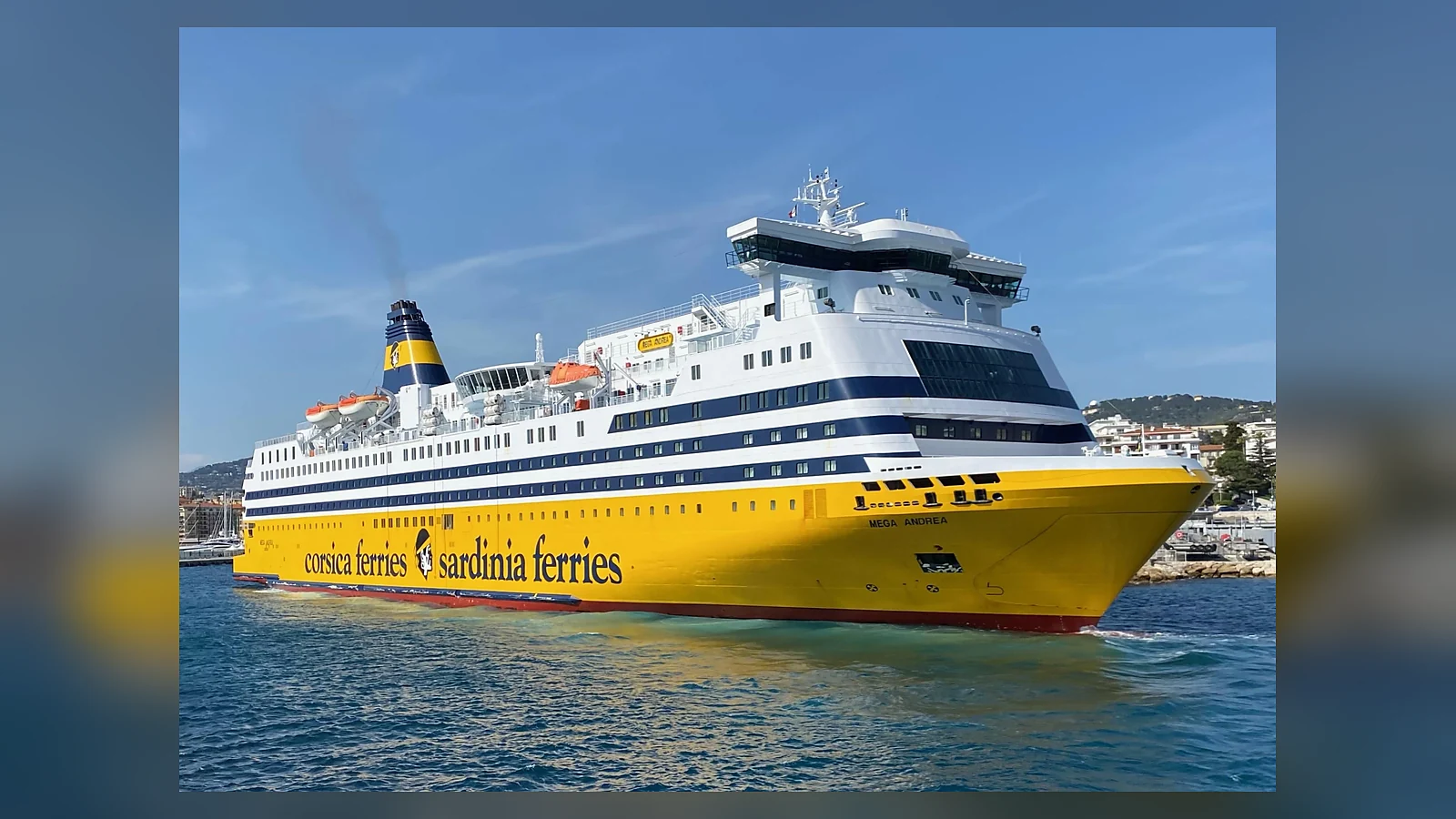 Corsica Ferries yellow passenger and vehicle ferry